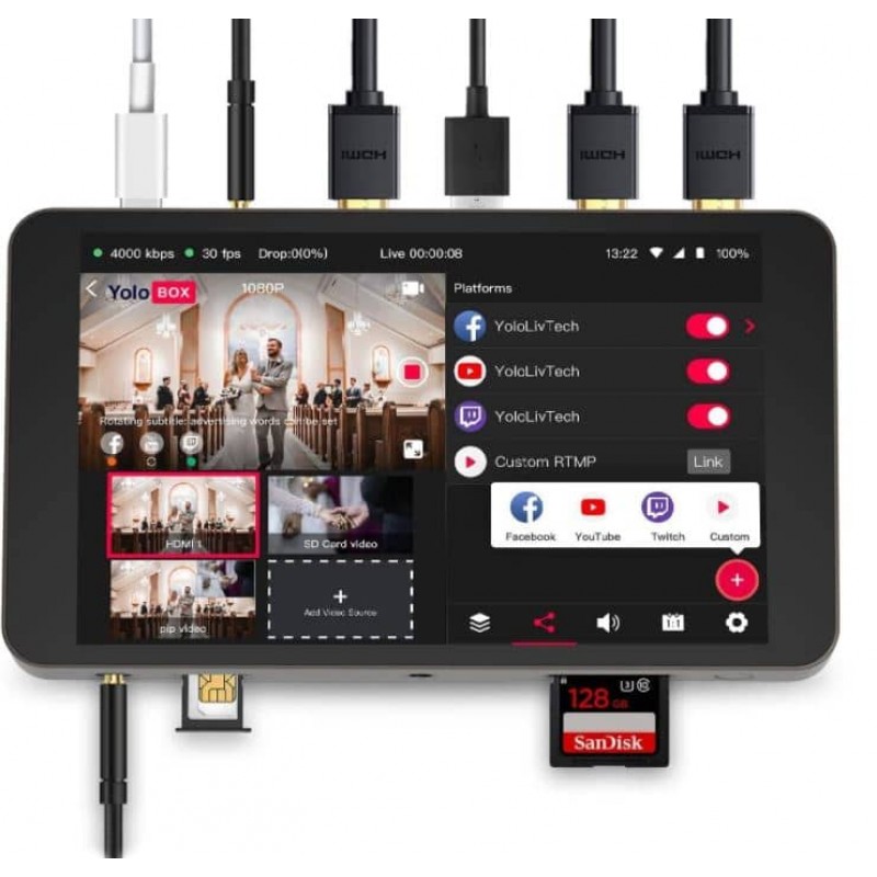 YoloBox Pro Touchscreen Video Switcher Recorder Streaming Encoder